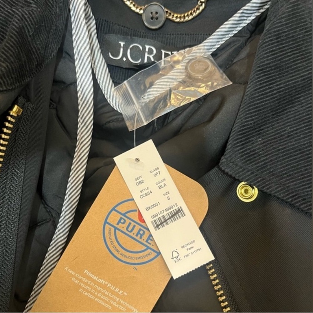 J Crew Collection Long Waxed Barn Jacket Removable Vest Black NWT Size L - Picture 11 of 15